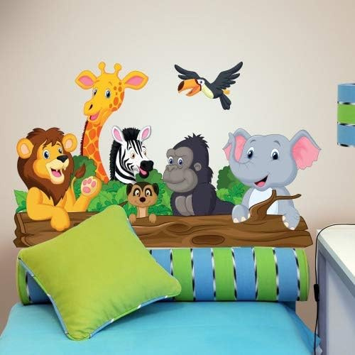 kina - Wandaufkleber Kinder Schlafzimmer Wanddekoration R00145 - Öko-Stoff, Umweltfreundlich, Repositionierbar, Streicheleffekt, Kindergarten - Grafik Tiere und Messen 100x30 cm