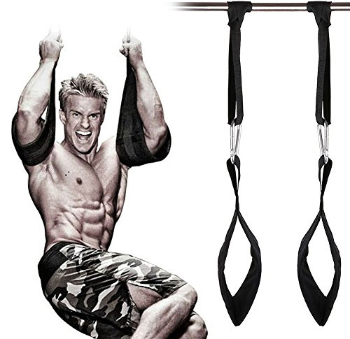 HemeraPhit Padded Pull Up Belt Muscle Abdominal Carver Hanging Belt Home Gym Ab Straps (Black)