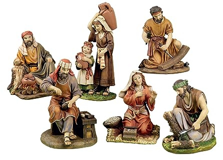 PABEN Set mit 6 Krippenfiguren, 22 cm, aus Kunstharz