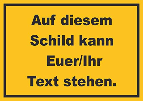 HB-Druck Schild mit Wunschtext waagerecht Text schwarz Hintergrund gelb A6 (105x148mm)