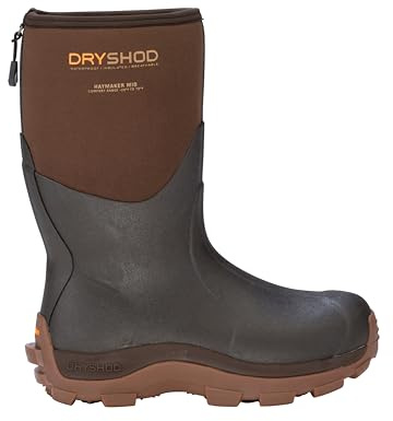 Dryshod Mens Haymaker Mid Rubber Farm Boots |Rubber | Waterproof | Brown |Size 16