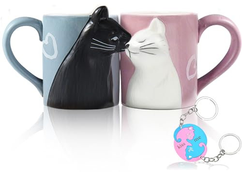 Bacio Gatto Tazze di ceramica tè caffè Regalo per la sposa Fidanzamento Nozze Coppie sposate Anniversario