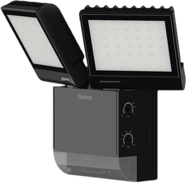 Theben 1020803 theLeda S17-100 BK Projecteur LED I Détecteur de mouvement intégré I noir I 17 W I Montage mural I Couleur de lumière 4000 K I Angle de détection 180° I Portée 10 m I Orientable