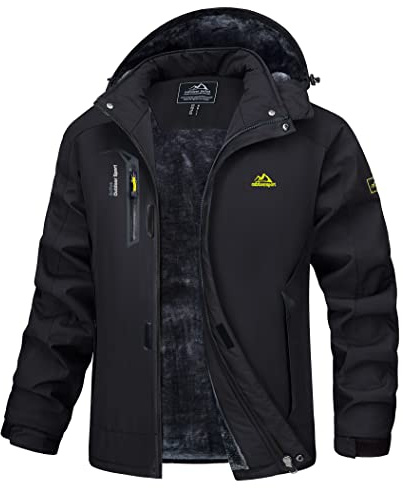 MAGCOMSEN Winterjacke Herren Warm Gefüttert Skijacke Wasserdicht Regenjacke Snowboardjacke Outdoor Funktionsjacke Arbeitsjacke mit Abnehmbarer Kapuze