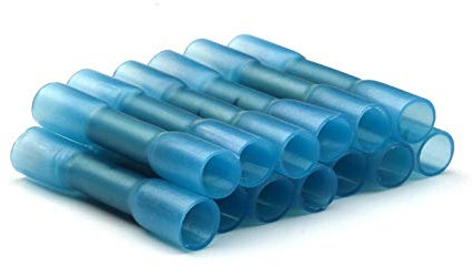 NO LOGO FMN-Steckverbinder, 100 Stück/Set, Schrumpfschlauch, elektrisch, 0,5–6 mm², isoliert, schrumpfbar, Stoßverbinder, 22–10 AWG, 3 Farben (Farbe: Blau)