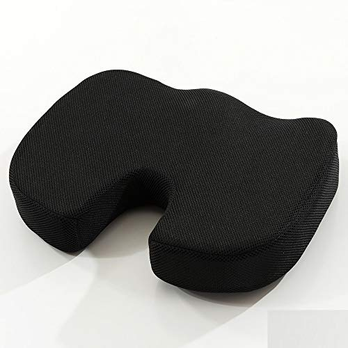 Emaggic Coccyx Orthopedic Memory Foam Seat Cushion For Back Pain Relief And Sciatica And Tailbone Pain - Ideal For Home,Office Chair And Car Seat Pillow (Seat Cushion) (Black)