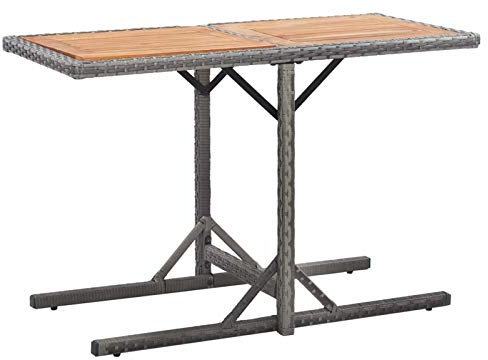 Goliraya Gartentisch Esstisch Terrassentisch Gartenmöbel Tisch Beistelltisch Kaffeetisch Klein Balkontisch für Balkon Garten Terrasse Wohnzimmer, Anthrazit Poly Rattan und Massivholz Akazie