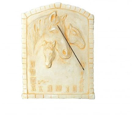 QEM Cadran Solaire Motif Cheval Grand modèle Pierre Naturelle 47cmx60cm