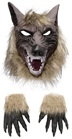 Toddmomy 1 Set Werwolf KostüM Kinder: Werwolf Maske Handschuhe TierkostüM FüR StraßEnkarneval Halloween Party