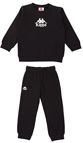 Kappa Unisex baby barn, kostym, normal passform träningsoverall, Kaviar, 74-80
