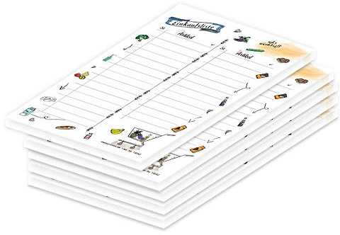 PRICARO Einkaufsliste Comic, magnetisch, A6, 50 Blatt, 5 Stück