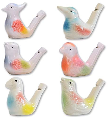 6 Stück Vogelpfeife - Handgemachte Keramik,Wasser Füllbar Keramische Pfeife mit Klang Von Klarem Vogelgezwitscher Geeignet für Heimdekorationsornamente, Spiele im Freien，Ostergeschenk