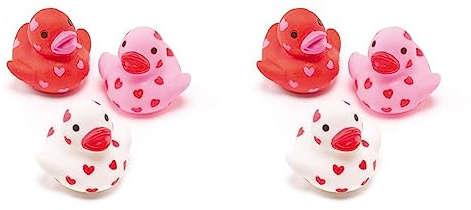 Baker Ross AF217 Mini-Herz, schwimmende Gummienten (6 Stück), perfekter Partygeschenk-Taschenfüller für Kinder, sortiert, ca. 1,4 Zoll (Packung mit 2)