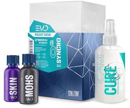 GYEON Q² Syncro EVO – Fortschrittliches 2-stufiges Keramiklack-Beschichtungssystem – Keramikbeschichtung Auto, wasserabweisend – Hochglanz-Finish & langanhaltender Schutz für die Autoreinigung – 30 ml
