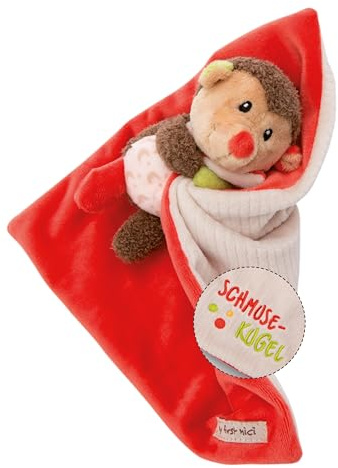 NICI Schmusetuch Baby 22 x 22 cm mit Kuscheltier Igel - Flauschiges Schnuffeltuch für Mädchen & Jungen, Baby Geschenk zur Geburt, Mit gesticktem Schriftzug Schmusekugel - 49752