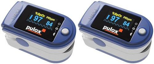 Pulsioxímetro PULOX PO-200 Solo Pulsioxímetro de dedo para medir el pulso y la saturación de oxígeno en el dedo (Paquete de 2)