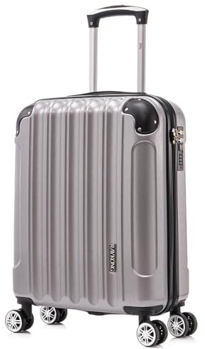 RAYKONG Valise Cabine 55x40x20cm (44L) Polycarbonate - Capacité Maximale - Serrure integrée - 20 Pouces - (RK04|Argent)