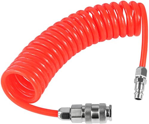 Tubo ad aria compressa con attacco rapido, 20 bar 1/4, tubo a spirale lungo 5 mm ID X 8 mm AD, protezione antipiega per una maggiore durata, tubo del compressore altamente flessibile per compressori