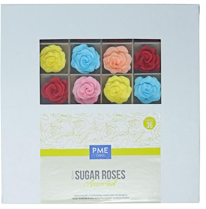 PME 4mm Roses en Sucre pour la décoration de gâteaux, 36 pièces (Couleurs Assorties)