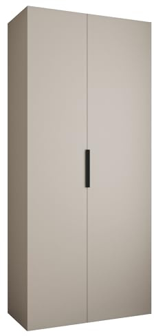 MEBLE KRYSPOL Como 4 Schrank mit 2 Türen - Kleiderschrank - Garderobe - Aufbewahrungsschrank für Schlafzimmer, Jugendzimmer, Kinderzimmer - 245,5x110x50cm - Kaschmir, Schwarz