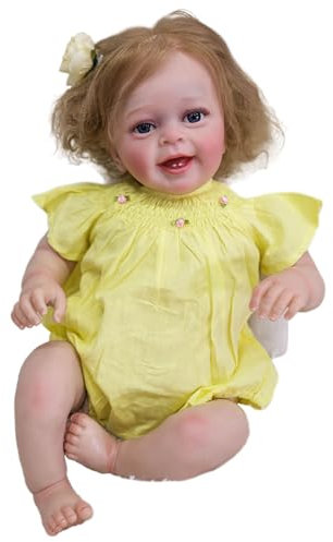 YIHANGG 60cm Reborn Baby Puppe 24Zoll Mädchen Kleinkind Prinzessin Puppe mit Kurzem Blondem Haar Realistisch Neugeborene Puppe Geburtstag Weihnachten Geschenk