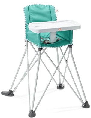 Bright Starts Pop 'N Dine Tragbarer Hochstuhl, Innen-/Außenbereich, Esstablett, einfach zu falten, Unisex, Teal, 6 Monate +