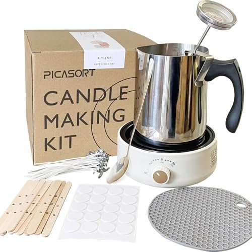 PICASORT Candle Making kit with Hot Plate,Candle Making Supplies,Electric Candle Maker,Melting Pot,Starter kit,DIY Kits for Adults (Nature)