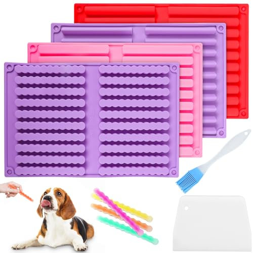 PRZRAO 4 Stück Backmatte Hundekekse Groß Formen Backmatte für Hunde BPA-Frei Silikon Wiederverwendbar Backmatten für Hundeleckerlies DIY Hundeleckerlies Schokolade Kekse