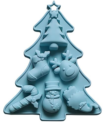 Molde de Silicona de Árbol de Navidad, 3D Molde de Silicona para Velas de Navidad, Molde de Fiesta de Navidad, para DIY Pastel Fondant Decoración de Dulces Jabón Fabricación de Velas, Christmas Tree