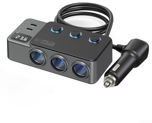 HpLive 9 in 1, distributore per accendisigari, caricatore da auto, 3 porte, splitter di potenza, 12 V, adattatore di alimentazione per dash/cam