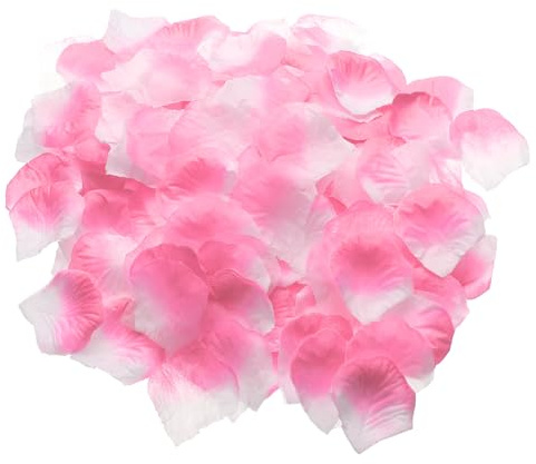QUARKZMAN 1000 st konstgjorda sidenblomblad för bröllop, grossist konstgjorda rosblad för konfetti bröllop dekoration kronblad blommor förslag alla hjärtans dag (rosa vit)
