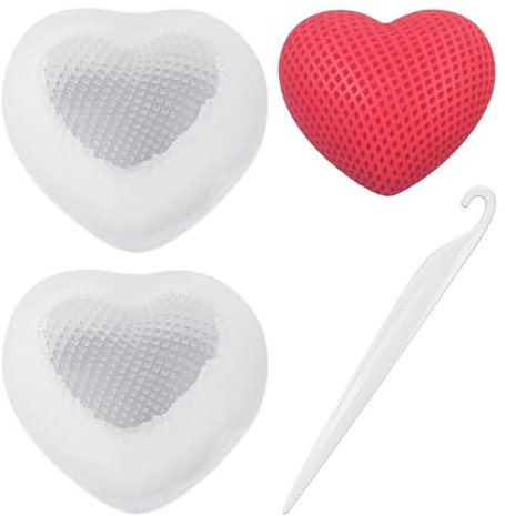 HDGSAFD 2 Moldes De Silicona En Forma De Corazón Y 1 Cuchillo para Desmoldar, Molde para Hornear, Molde para Adornos De Bricolaje, Se Puede Usar para Hacer Pasteles, Chocolates Y Velas.