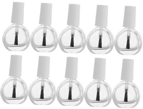 NOLITOY 10pcs Small Bottle Nail Polish Gel Travel Organizer Brush Glass Containers for Nail Gel Polish Refillable
