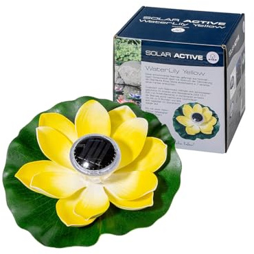 FIAP SOLAR ACTIVE WaterLily WHITE- schwimmende Seerose - Solarbeleuchtung-LED-inklusive Akkubatterie - Teichbeleuchtung -weiß - Gartenteich - Pool -solar (Gelb)