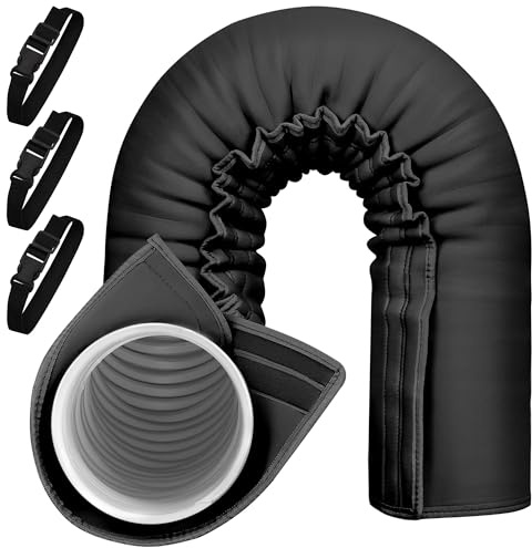 Haoall Manchon d'isolation portable pour tuyau de climatisation, convient aux tuyaux d'échappement de 12,7 cm et 15 cm de diamètre, couvercle de conduit d'aération isolé, facile à installer avec 3
