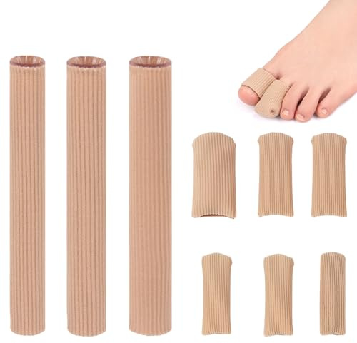 KASURE 9 PCS Gel Toe Protector, Toe Caps, Closed Toes Surface Fabric Sleeve Protectors×6, Cuttable Toes Tubes Sleeves ×3, Cuttable Toe Covers,Relief for CornsCallus Cushion, Bunion (S/M/L Size)