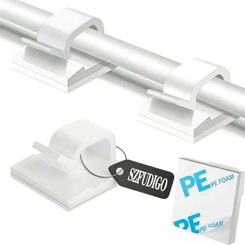 SZFUDIGO kabelhalter，50 PCS kabelhalter selbstklebend Wand kabelführung Cable Holder kabelbefestigung selbstklebend Wand Kabel wandhalterung Befestigung (weiß)