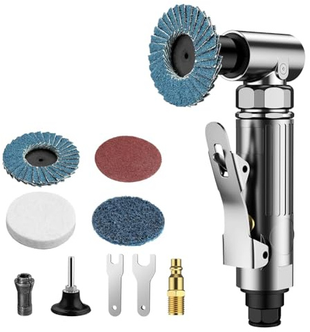 Quystetes Amoladora Angular Neumática de 90 Grados, Herramienta Pulidora Comprimida de 20 000 RPM para Trabajo Pesado, Rectificado de Contornos y Pulido B