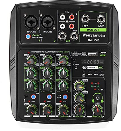 Carte son d'enregistrement de mixeur audio pour téléphone Dj Ktv 4 canaux USB / PC pour microphone à condensateur