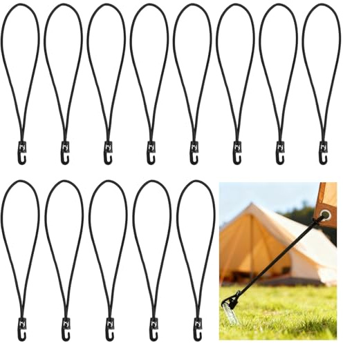 50 PCS Small Bungee Cord with Hook, 10 in Elastic Tie Down Straps, Short Tarp Bungee for Camping Tent Canopy, Outdoor Tarpaulin Fixings, High Stretch Cord for Securing Fastening
