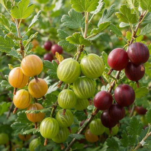 Collezione Di Uva Spina A Radice Nuda – Winham’s Industry/Invicta/Blanche – Piante Olandesi Resistenti, Perenni, Per Giardini E Bordure Commestibili – 3 Piante – Senza Semi, Non Artificiali