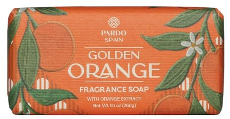 Pardo Spain Jabón Sólido Golden Orange 260 g – Pastilla de Jabón Natural con Fragancia Cítrica de Naranja, Limpieza Revitalizante y Uso Diario para Todo Tipo de Piel