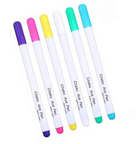 ZYHARUKO Pack Of 6 Multicolored Fabric Marker Trick Marker For Sewing Needlework Vanishing Inks Water Erasable Fabric Marking Pen Sewing Accessories