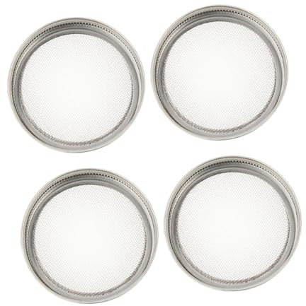 Edelstahl Keimglasdeckel 4 Stück für Einmachgläser mit Sieb | Silber, Spülmaschinengeeignet, zum Abseihen von Kaffee, Tee, Saft und Brühe, für Keimung