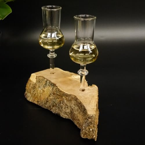GTK - Geweihe & Trophäen KRUMHOLZ 27.60.1.88 Lot de 2 petits verres à shot avec pied sur racine