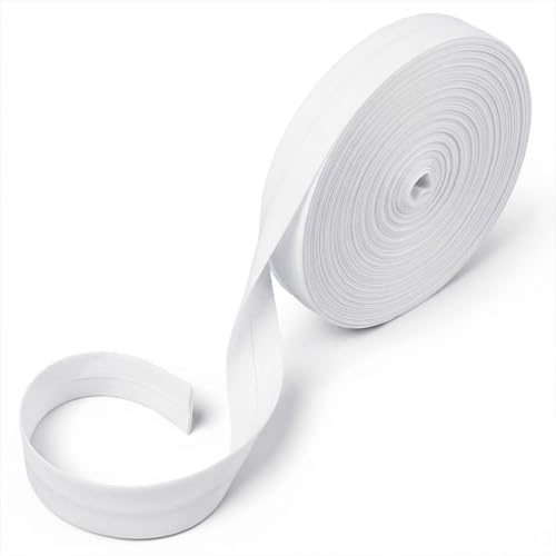 DOPENSPI 20m Einfach Gefaltetes Schrägband, 20mm Weißes Baumwoll Schrägband, Schrägbänder zum Nähen, Saumbänder für Heimwerker, Nähen, Säumen, Paspelieren, Säumen, Binden, Basteln