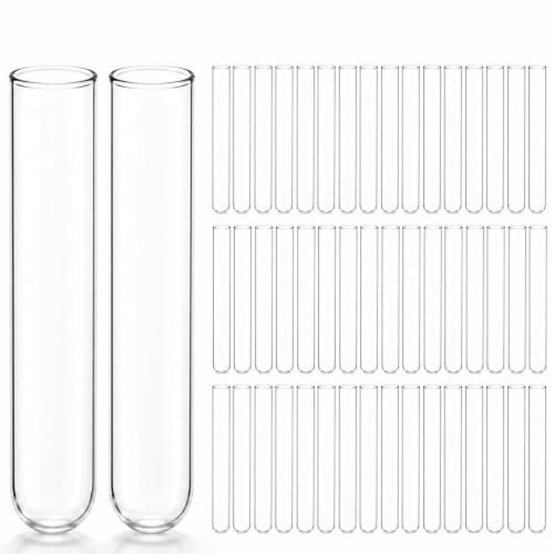 50 Stück Reagenzgläser Glas, Transparent Rundboden Reagenzglas 20x150mm, Borosilikatglas Reagenzgläsern, Laborröhrchen, für Blumen Süßigkeiten Geschenk DIY Deko Ameisenzucht