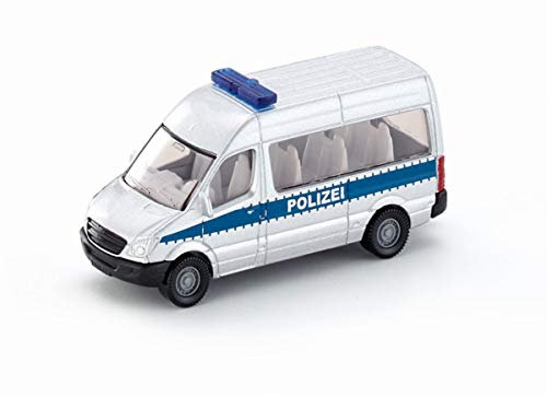 siku 0804, Polizeibus, Metall/Kunststoff, Silber, Anhängerkupplung, Spielzeugauto für Kinder