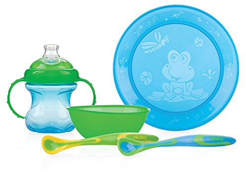 Nuby ID92317 Essen und Trinken Lern Set 5 teilig Boy