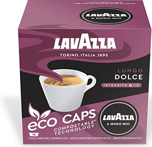 Lavazza A Modo Mio Caffè Crema Lungo Dolcemente, Lot de 5, 5 x 16 Capsules